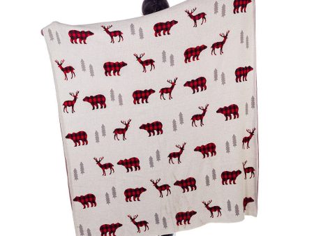 Abbott Check Deer & Bear Throw Sale