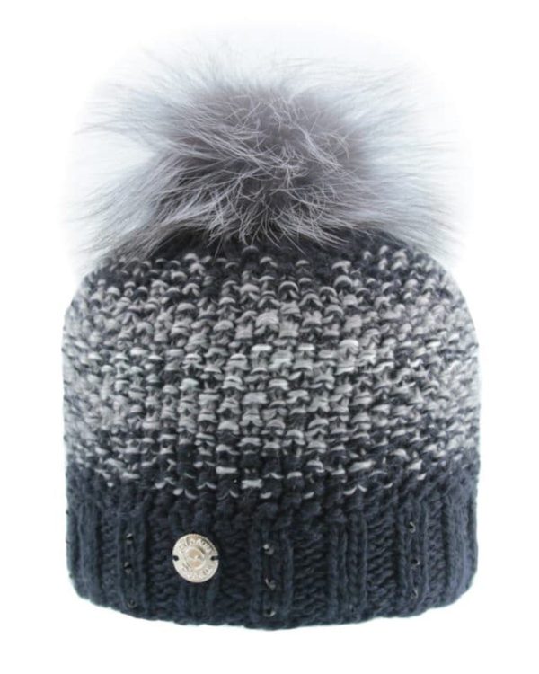 Pleau Womens Mottled Pattern Hat with Fur Pom Online Sale