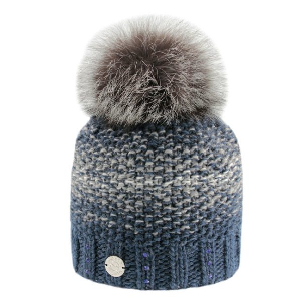 Pleau Womens Mottled Pattern Hat with Fur Pom Online Sale