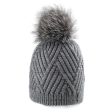 Harricana Chevron Womens Beanie with Fur Pom Supply