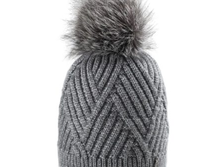 Harricana Chevron Womens Beanie with Fur Pom Supply