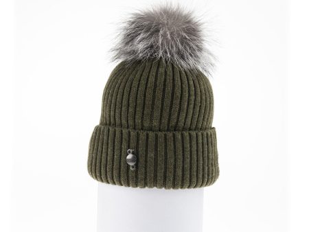 Harricana Classic Womens Beanie with Fur Pom For Sale