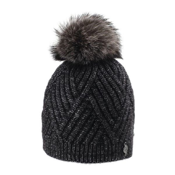 Harricana Chevron Womens Beanie with Fur Pom Supply