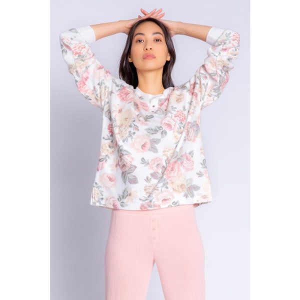 PJ Salvage Retro Rose Womens LS Top 2022 Sale