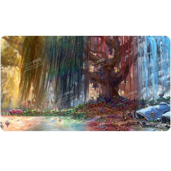 Bloomburrow Season Lands: Three Tree City (Four Seasons) AR Enhanced Standard Gaming Playmat Multi for Magic: The Gathering Hot on Sale