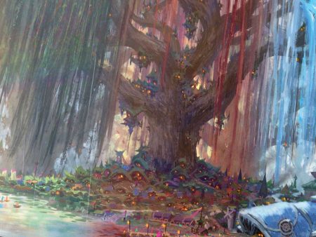 Bloomburrow Season Lands: Three Tree City (Four Seasons) AR Enhanced Standard Gaming Playmat Multi for Magic: The Gathering Hot on Sale