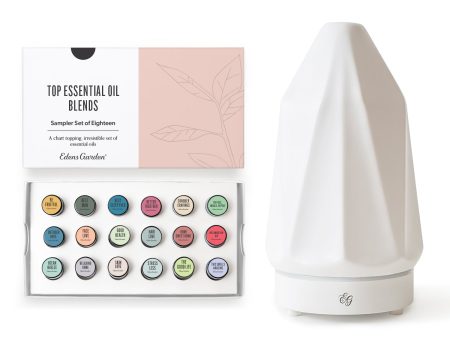 Top Essential Oil Blends- Sampler Set of 18 & Diamond Diffuser Discount